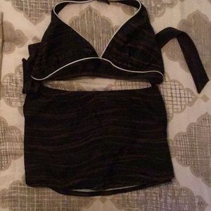 Halter bikini with skirt bottoms